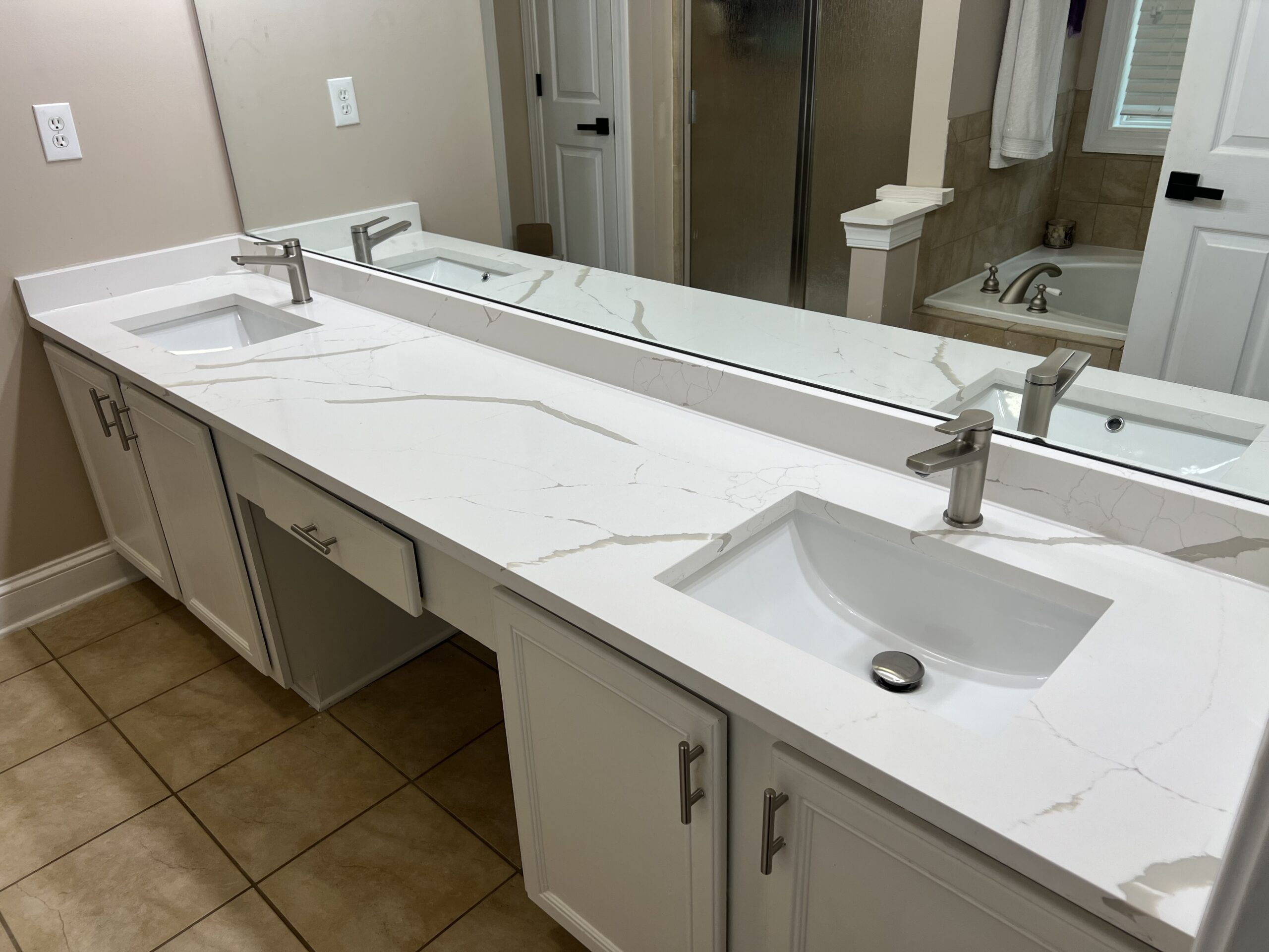 Double bathroom vanity with mirrors